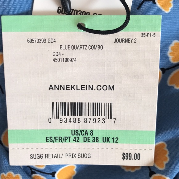 Anne Klein women’s cap sleeve floral V neck Julie Dress. - Picture 7 of 10